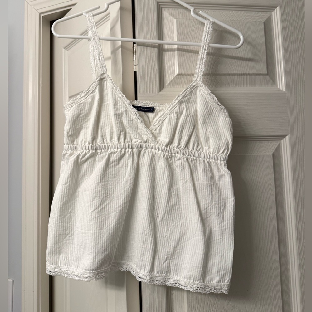 Brandy Melville White Linen Tank